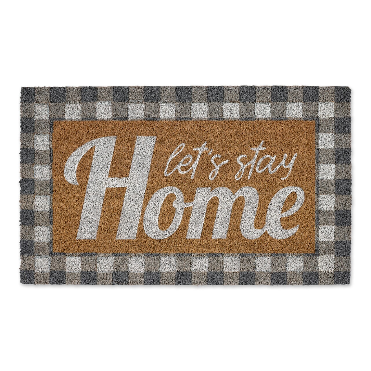 Contemporary Home Living White and Brown Checkered Home Rectangular Door Mat 18&#x22; x 30&#x22;